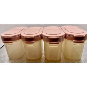 Vintage Tupperware Modular Spice Shakers # 1843 Strawberry Lids # 1844 Set of 4
